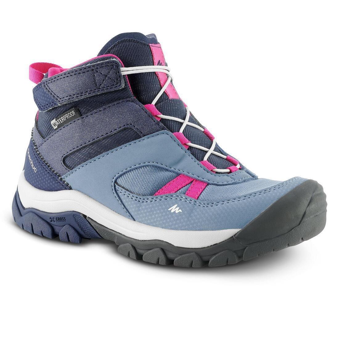 STORM BLUE Children's waterproof walking shoes - CROSSROCK MID blue - size jr. 10 - ad. 2, , large image number 0