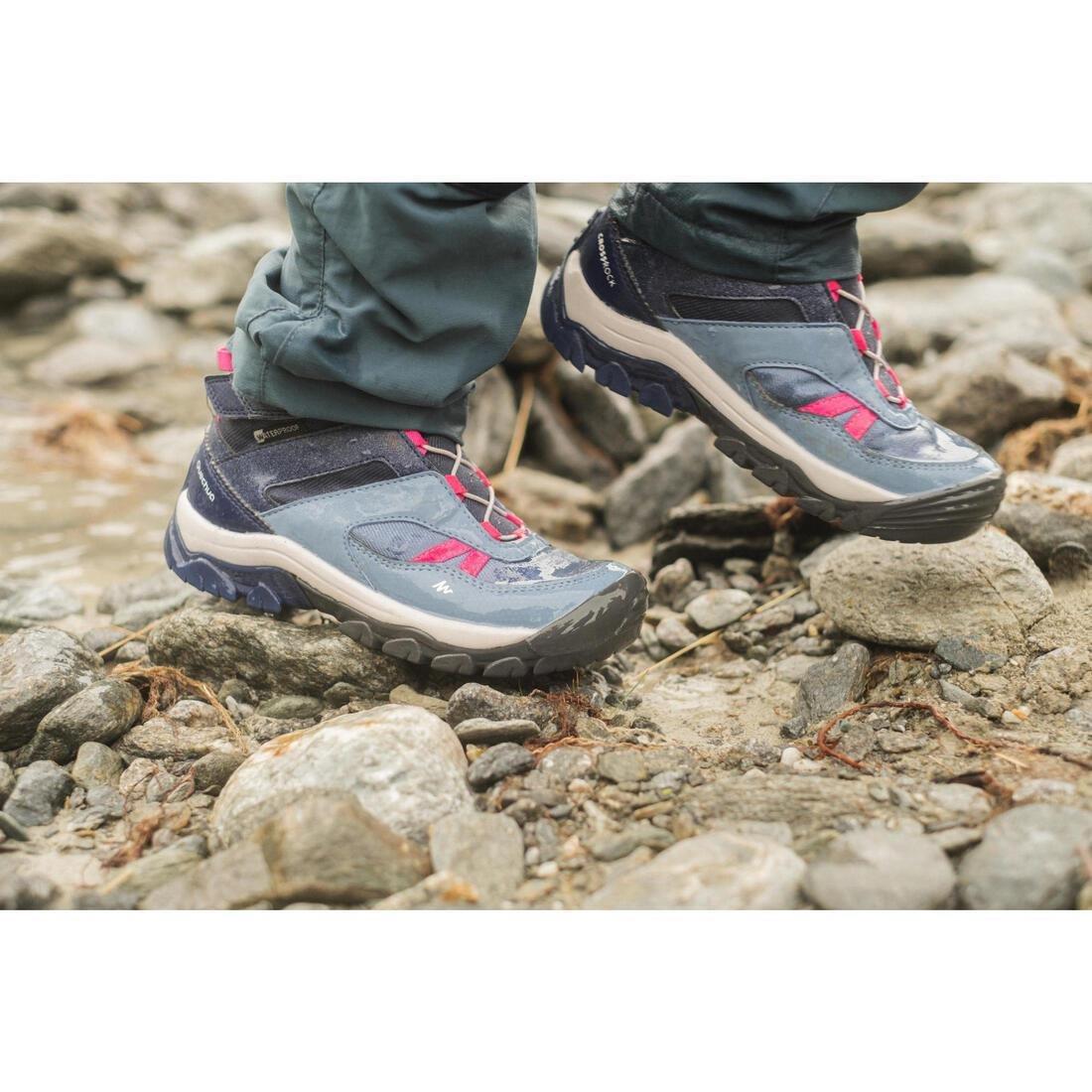 STORM BLUE Children's waterproof walking shoes - CROSSROCK MID blue - size jr. 10 - ad. 2, , large image number 6