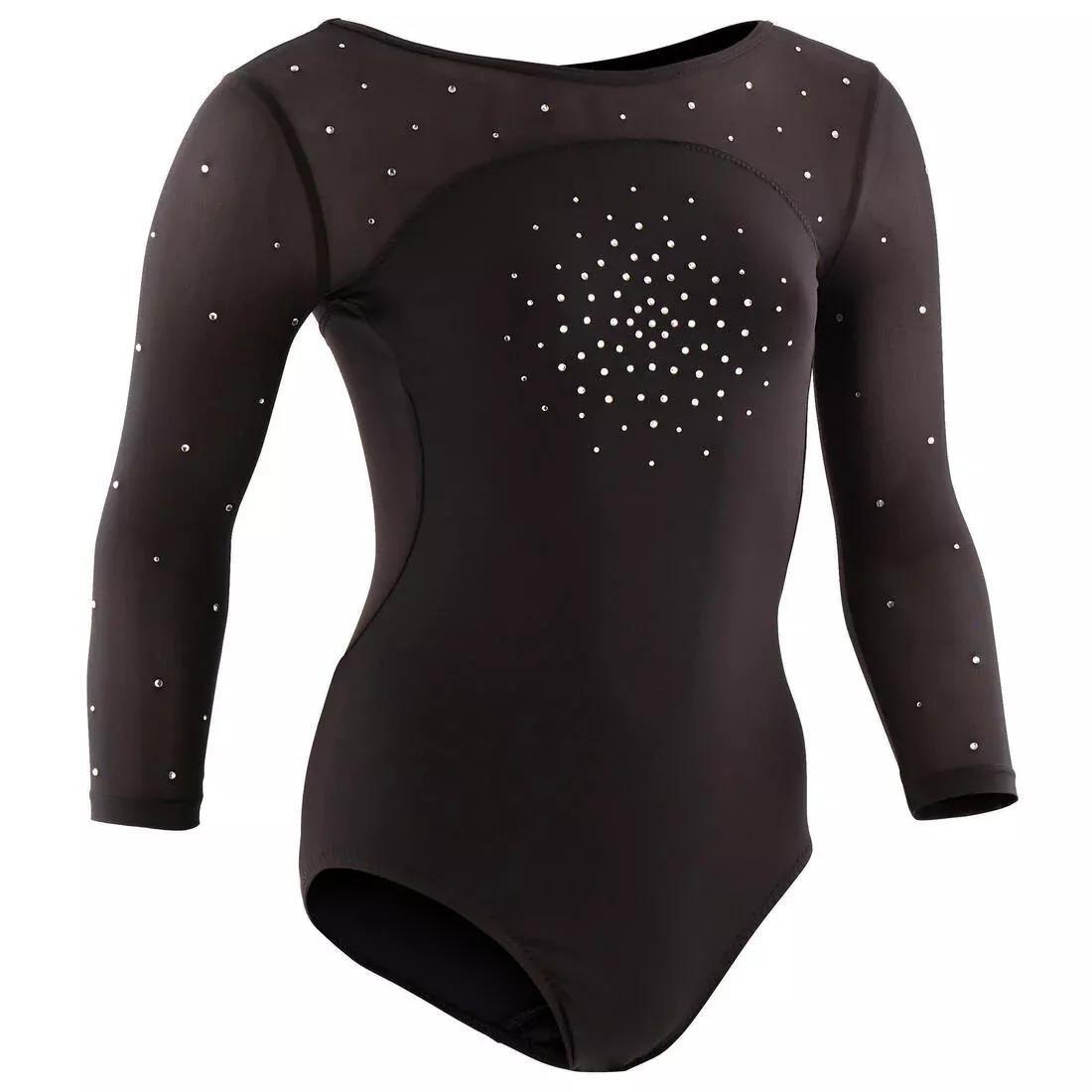 Kids' Sequinned Gymnastics Leggings - Black - Black - Domyos - Decathlon