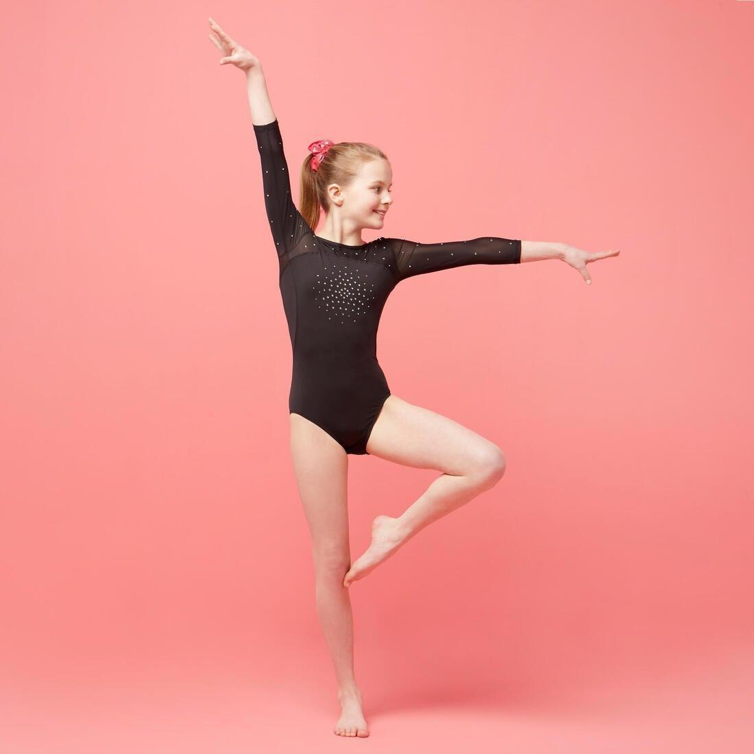 Girls' Gym Leotard, Black, , large image number 3