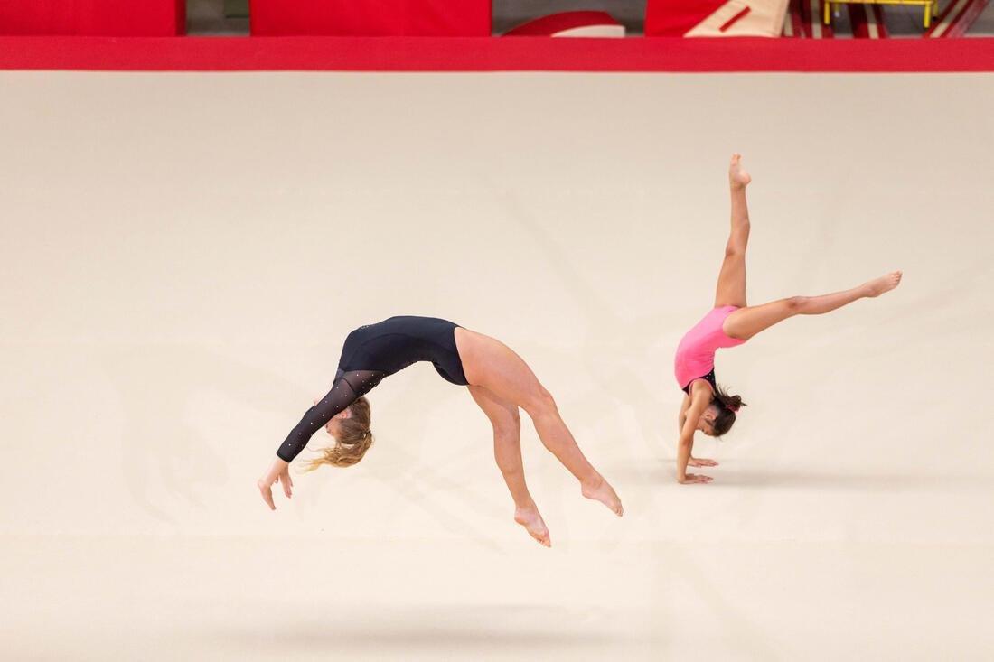 Kids Girls Artistic Gymnastics 3/4-Sleeve Leotard, Blue, No Color, large image number 7