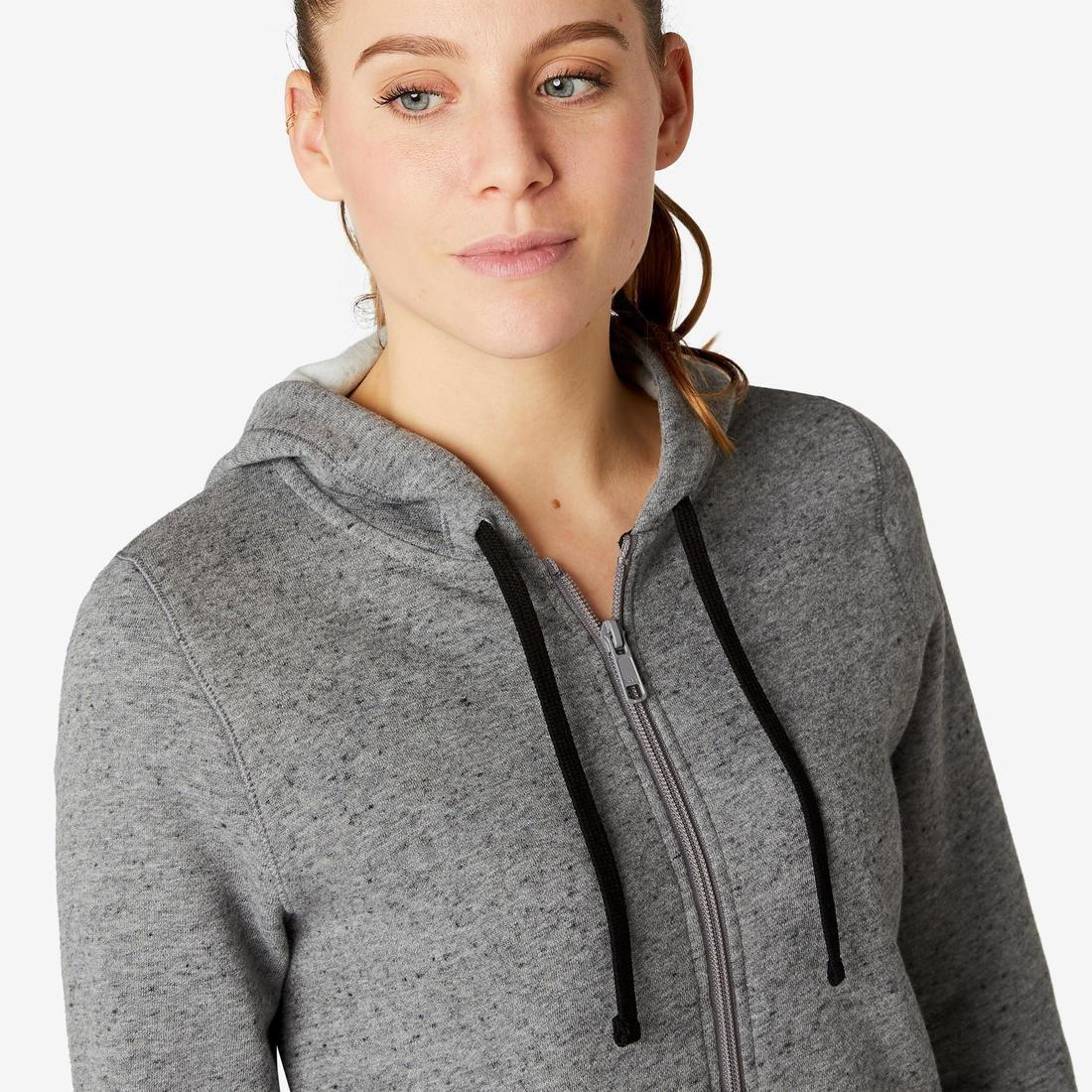 DOMYOS - Warm Zippe Fitness Hoodie, Grey