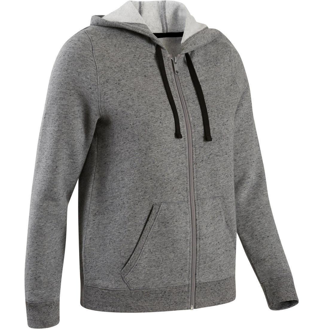 DOMYOS - Warm Zippe Fitness Hoodie, Grey