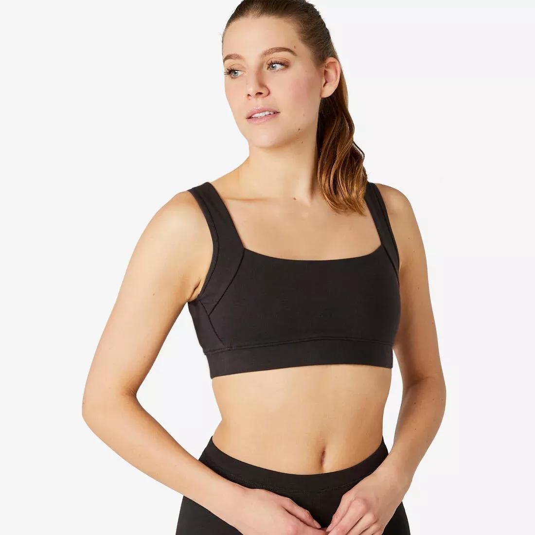 DOMYOS - Gentle Gym Pliates Light Support Sports Bra 100, Black