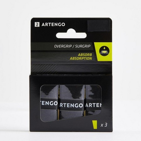 ARTENGO - Tennis Racket Overgrip Absorb 3-Pack, Black