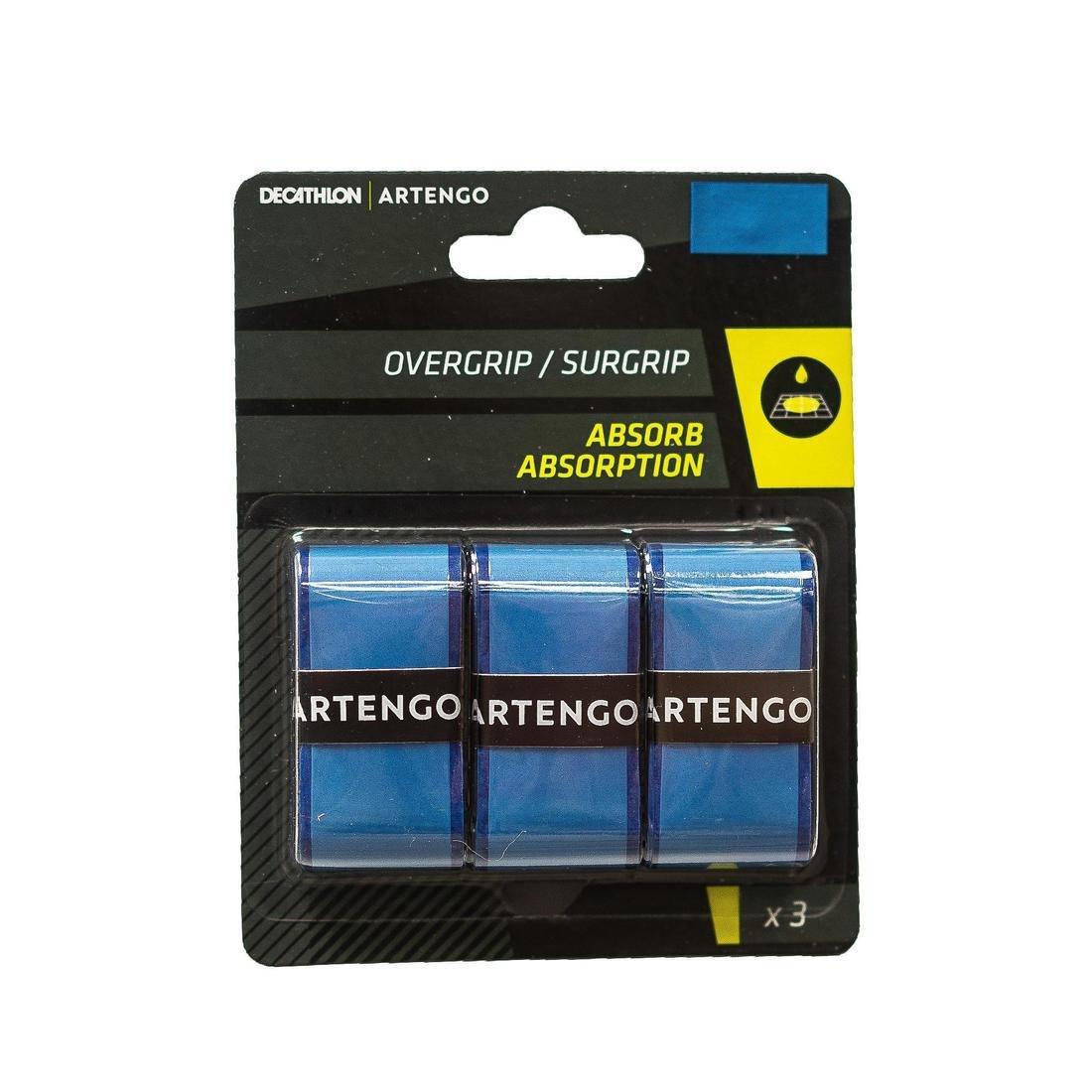 ARTENGO - Tennis Racket Overgrip Absorb 3-Pack, Black