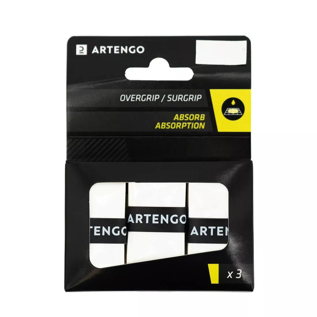 ARTENGO - Tennis Racket Overgrip Absorb 3-Pack, Black