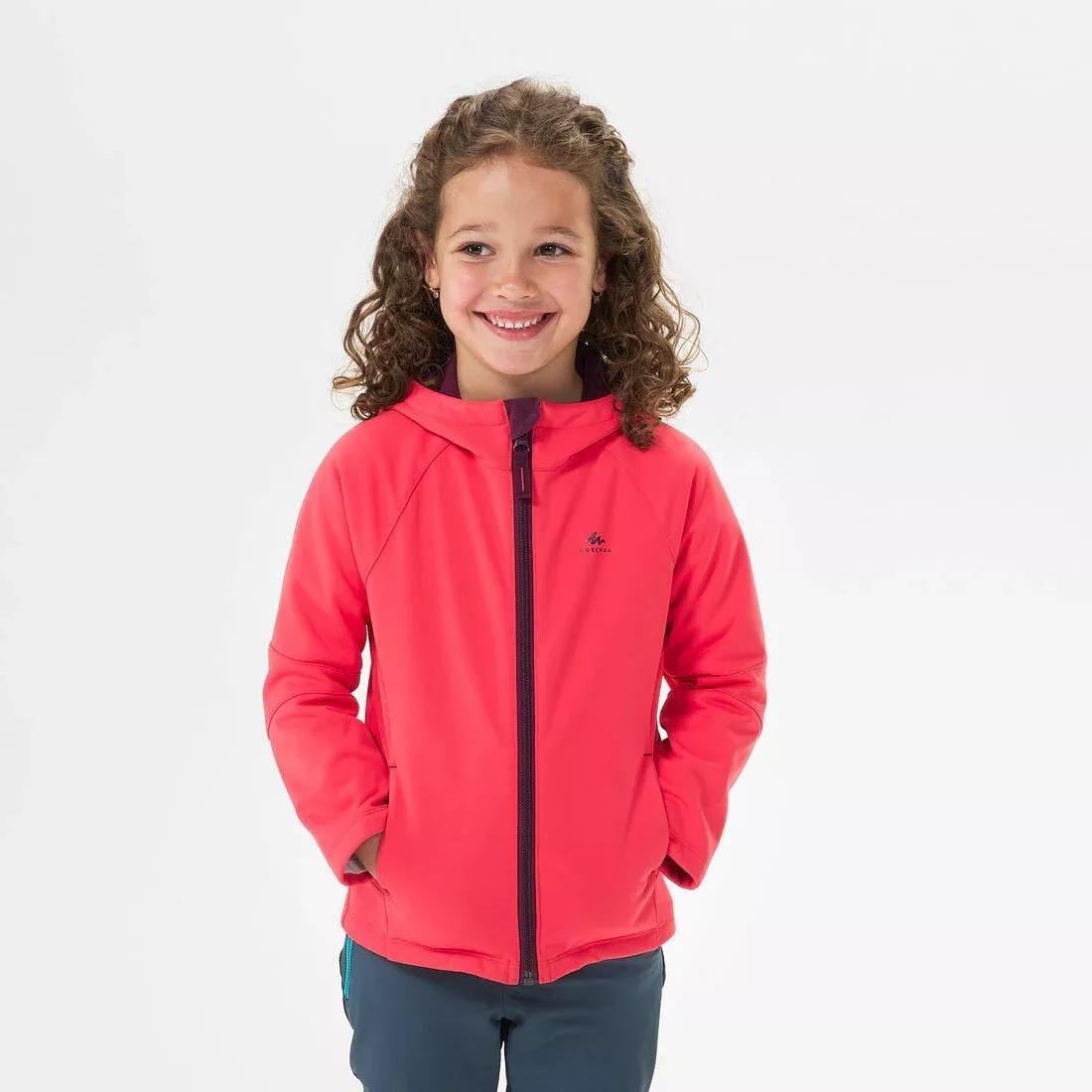 WATERMELON PINK Kids' Softshell Hiking Jacket MH550 2-6 Years, No Color, large image number 0