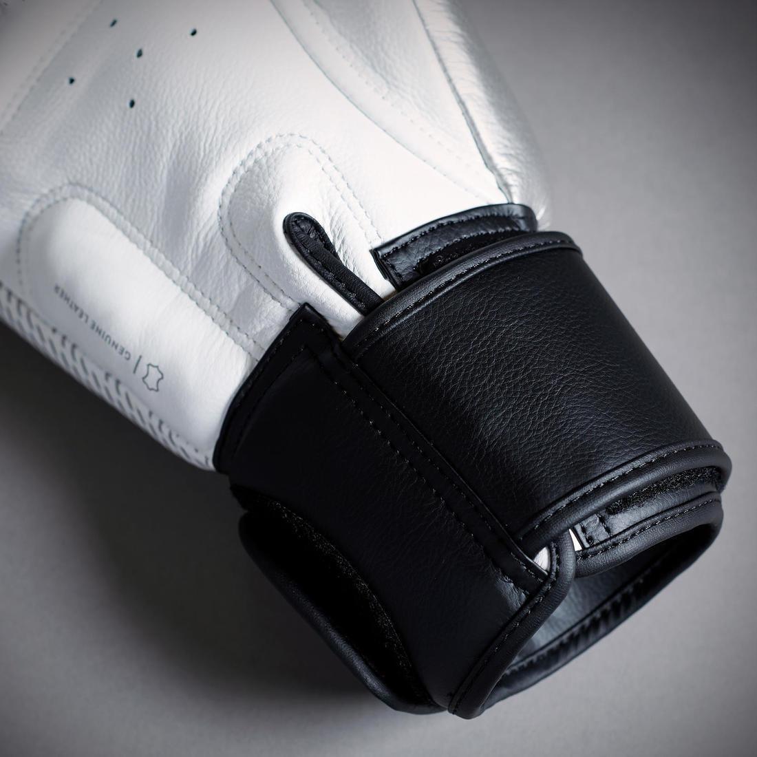 Muay Thai Leather Gloves 500 - Black/Silver, , large image number 6