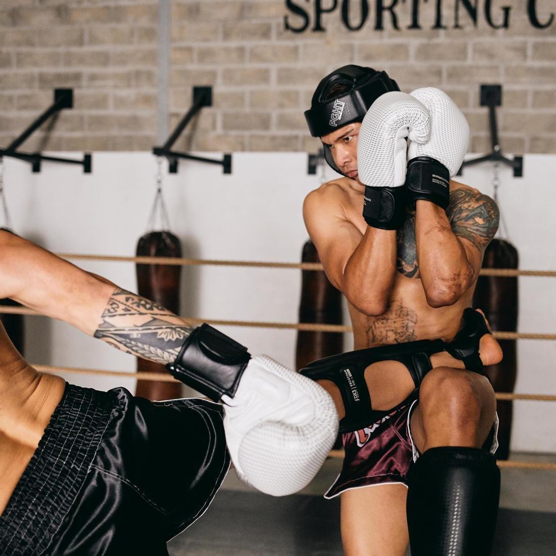 Muay Thai Leather Gloves 500 - Black/Silver, , large image number 13