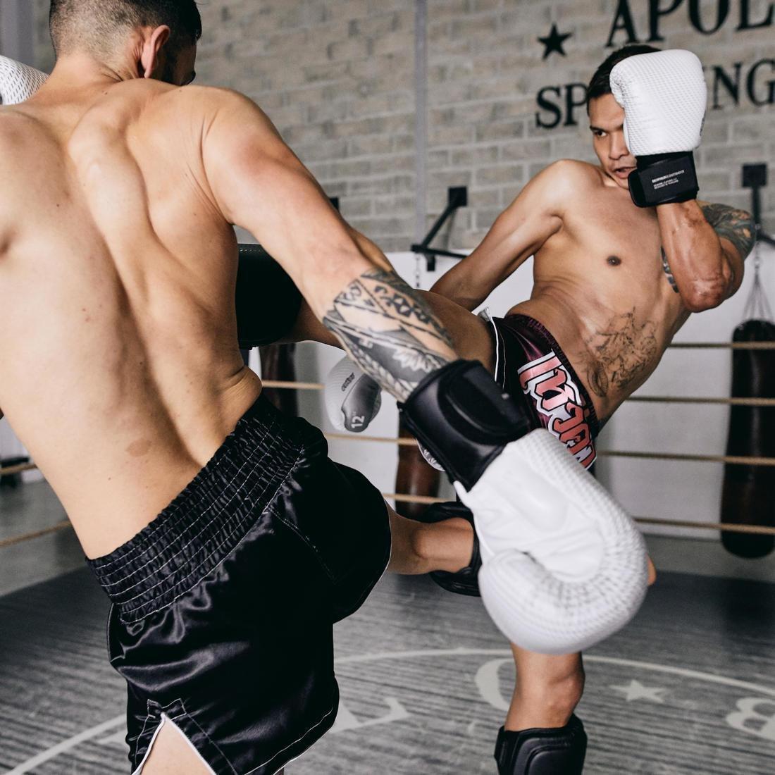 Muay Thai Leather Gloves 500 - Black/Silver, , large image number 14