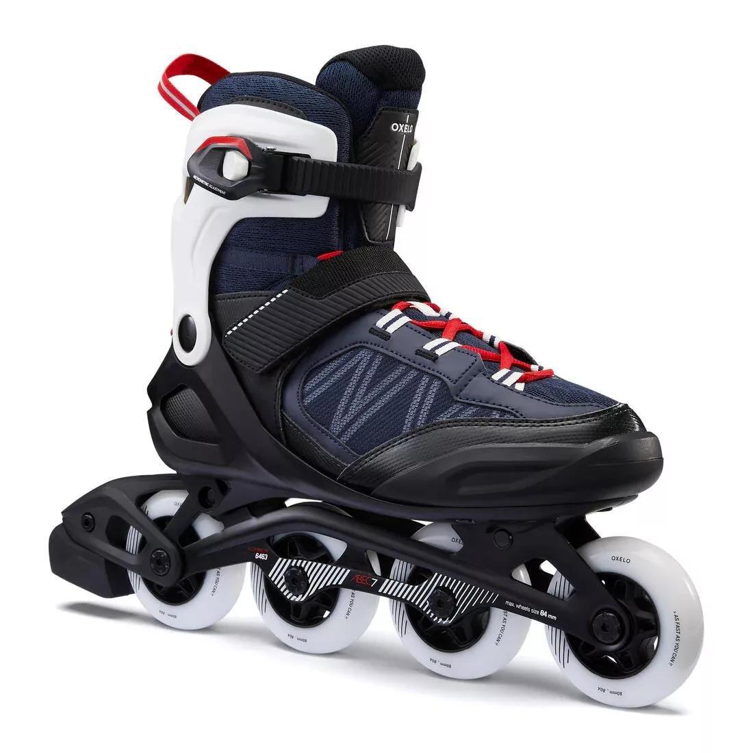 DARK BLUE Adult Inline Fitness Skates FIT500 - Blue/Red, No Color, medium