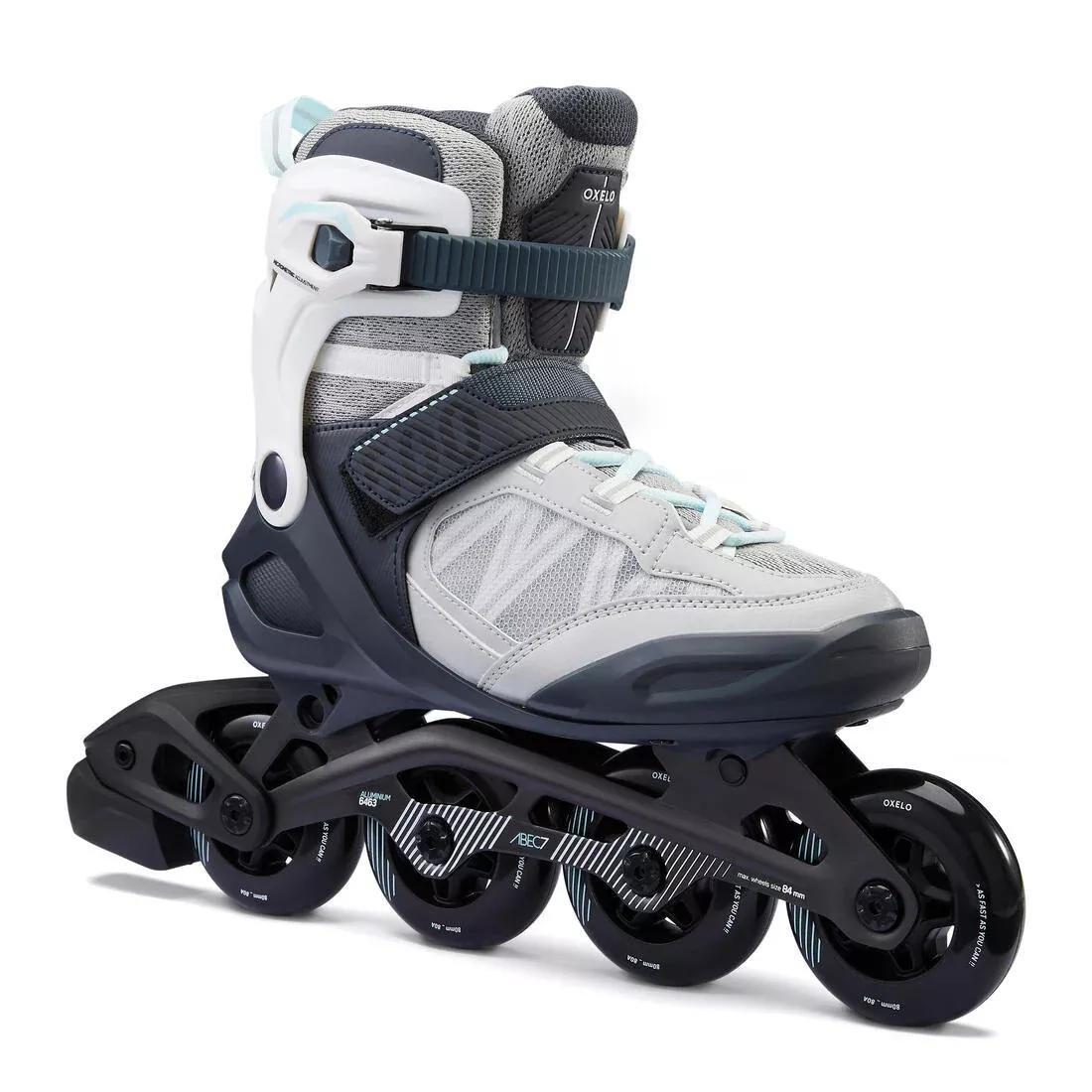 OXELO - Adult Fitness Inline Skates FIT500 - Peppermint, Steel grey