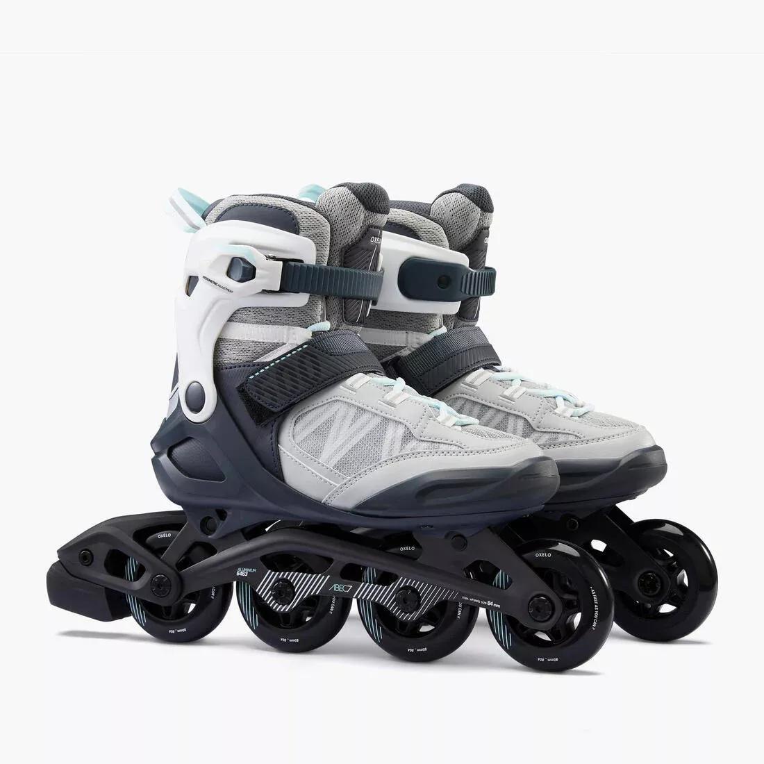 OXELO - Adult Fitness Inline Skates FIT500 - Peppermint, Steel grey