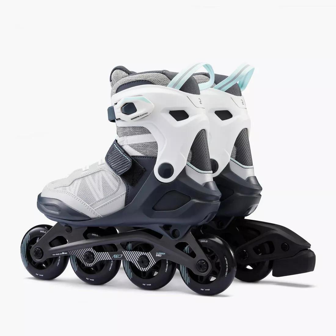 OXELO - Adult Fitness Inline Skates FIT500 - Peppermint, Steel grey