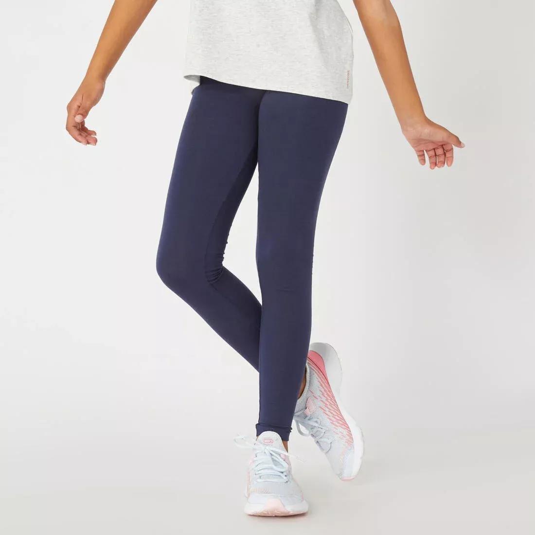 DOMYOS - Girls' Basic Cotton Leggings, Navy