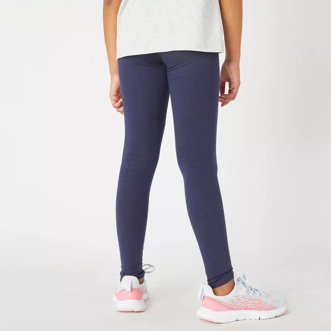 DOMYOS - Girls' Basic Cotton Leggings, Navy