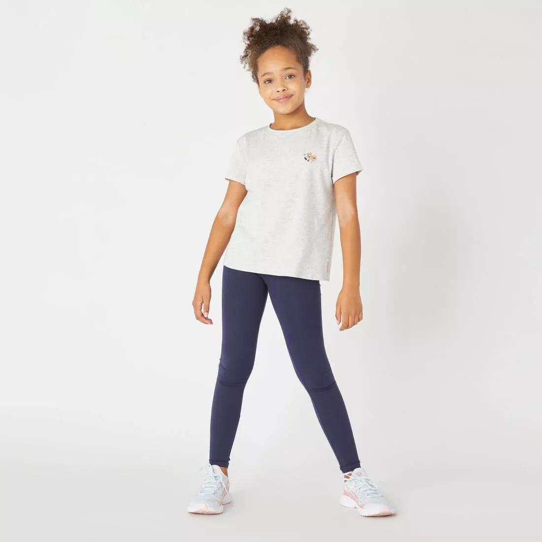 DOMYOS - Girls' Basic Cotton Leggings, Navy