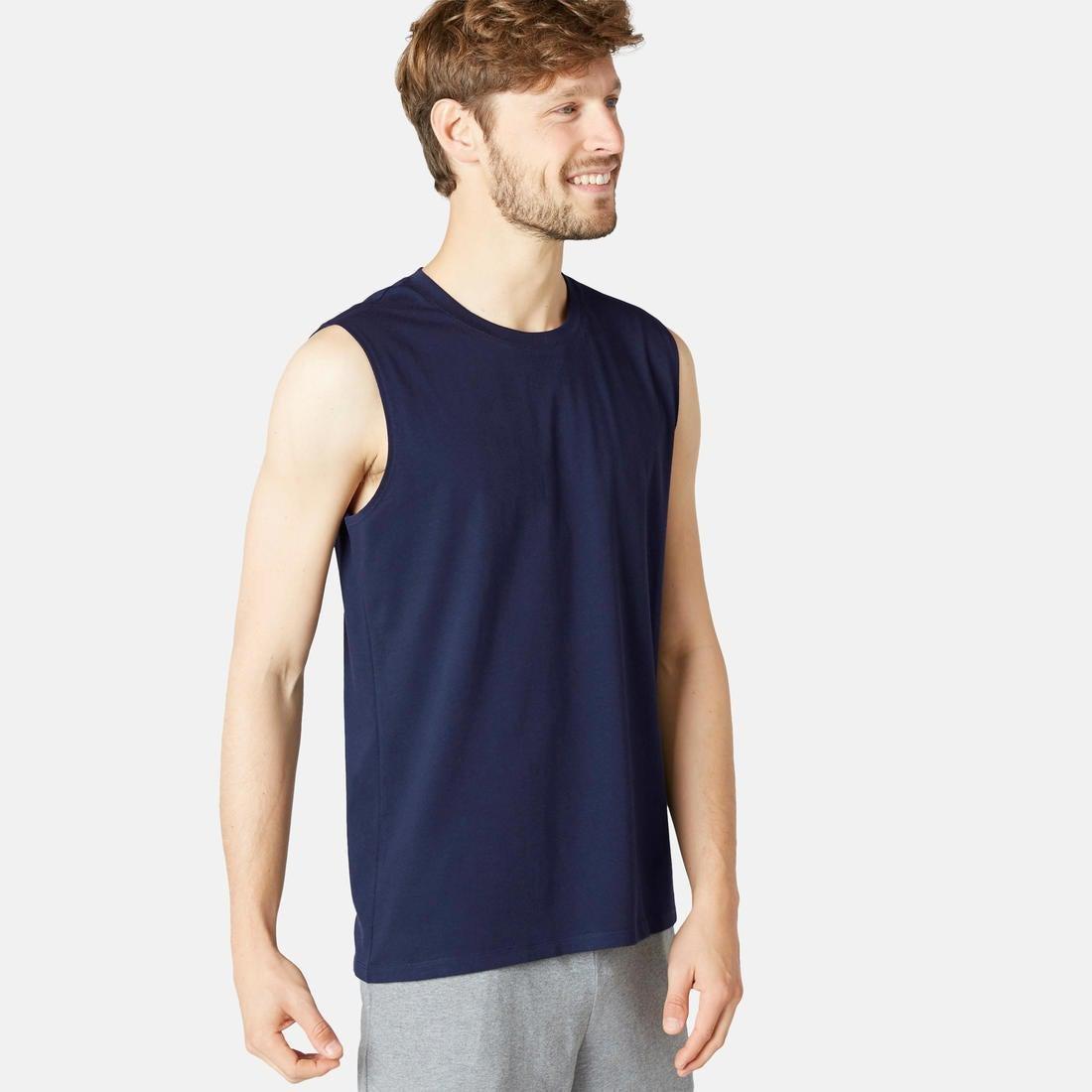 Stretchy Cotton Fitness Tank Top-Blue, No Color, large image number 0