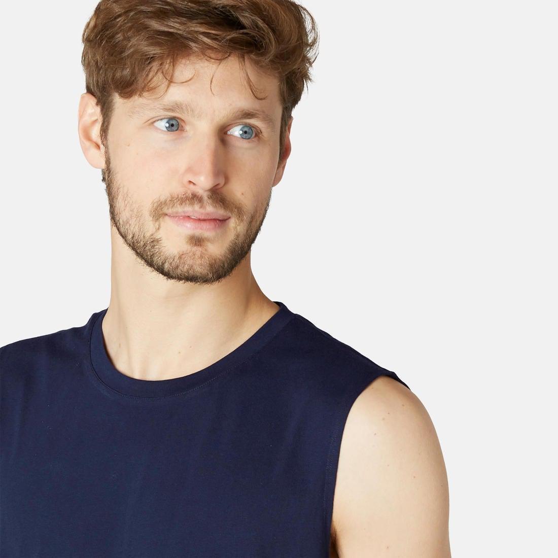 Stretchy Cotton Fitness Tank Top-Blue, No Color, large image number 12