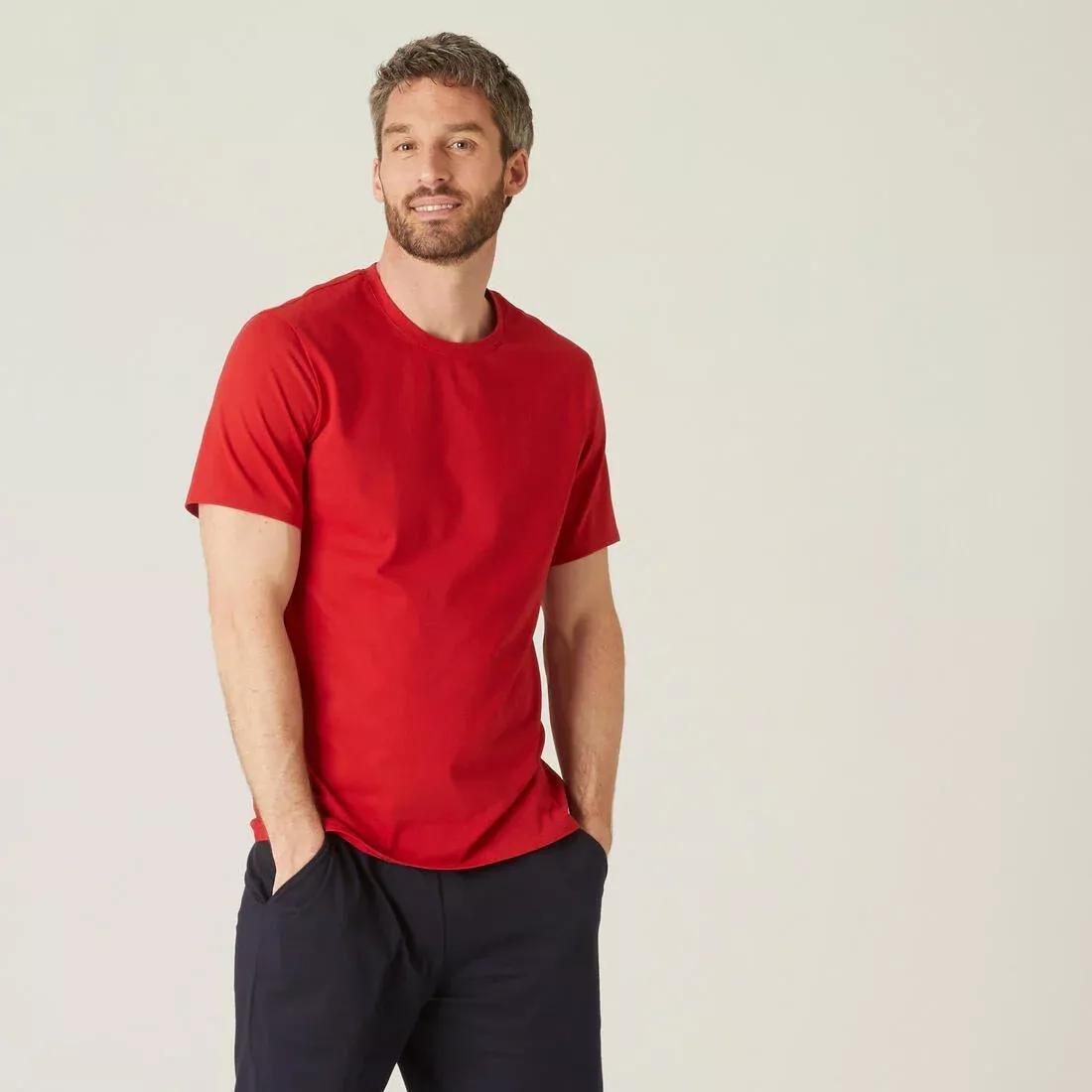 Stretch Cotton Fitness T-Shirt, Garnet Red, , large image number 0