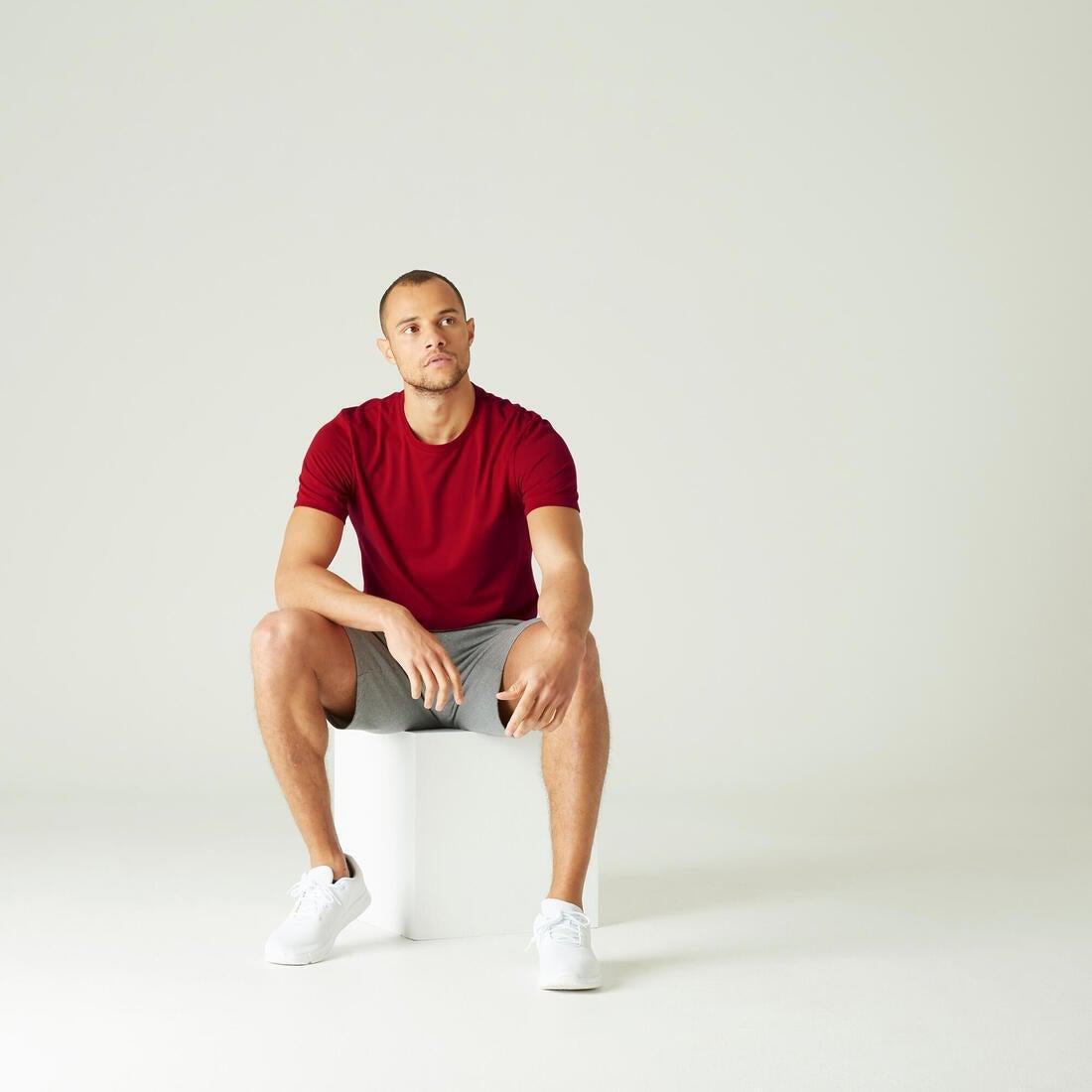 Stretch Cotton Fitness T-Shirt, Garnet Red, , large image number 1