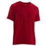 DOMYOS - Stretch Cotton Fitness T-Shirt, Garnet Red