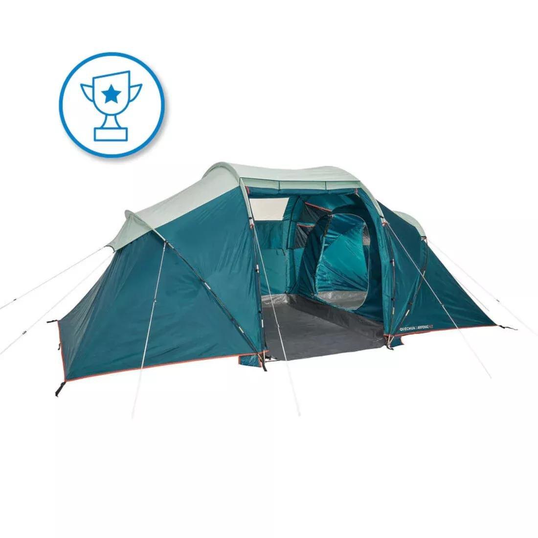 Camping Tent With Poles Arpenaz 4 People 2 Bedrooms, No Color, medium