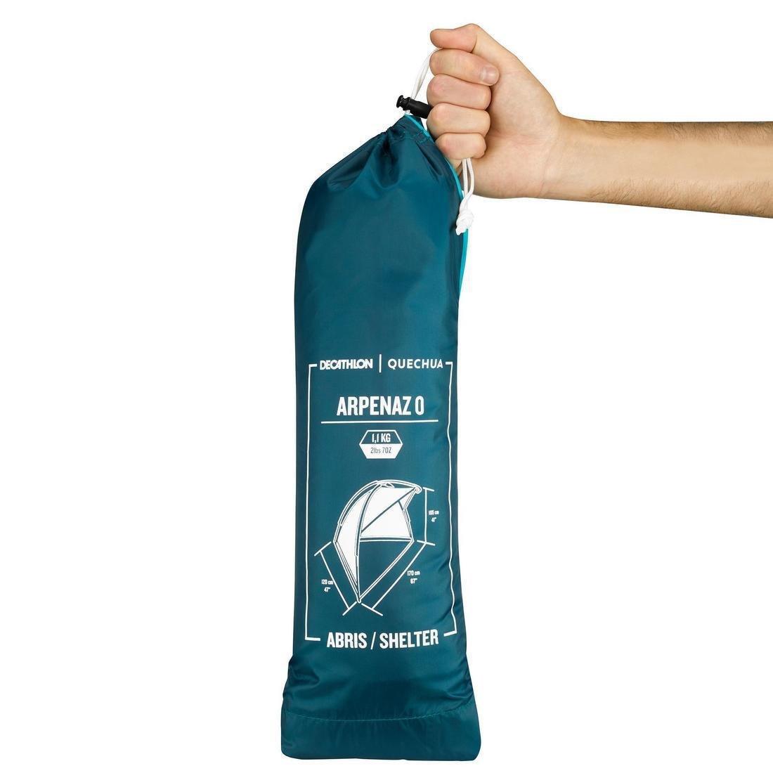Camping Shelter (With Tent Poles) Arpenaz 0 Compact - 1 Adult To 2 Children, Dark Petrol Blue, No Color, large image number 1