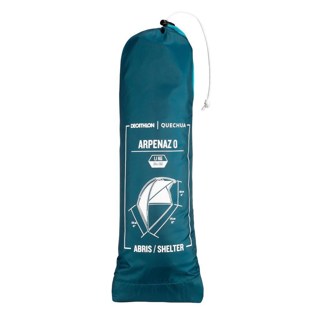 Camping Shelter (With Tent Poles) Arpenaz 0 Compact - 1 Adult To 2 Children, Dark Petrol Blue, No Color, large image number 8