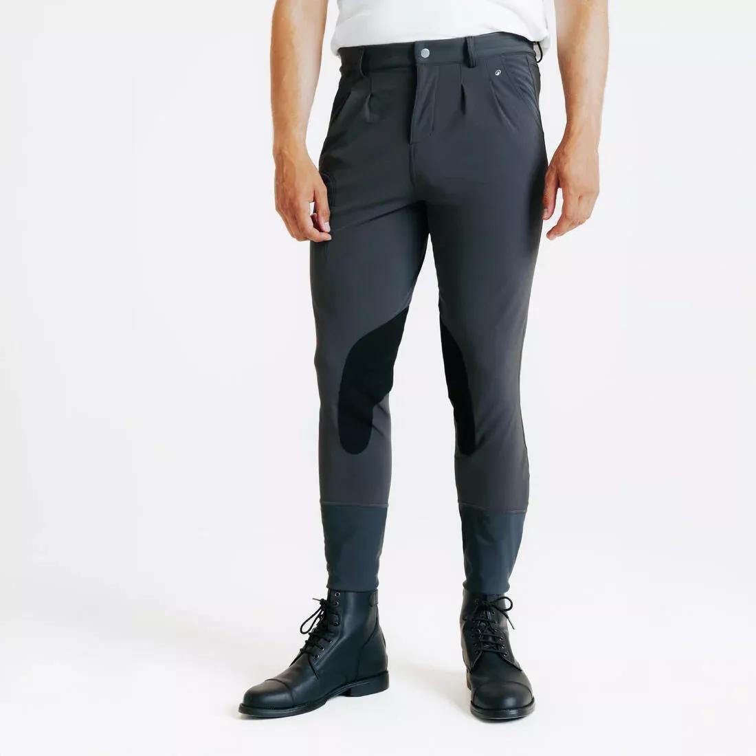 Men Horse Riding Jodhpurs - 500, Grey, No Color, medium