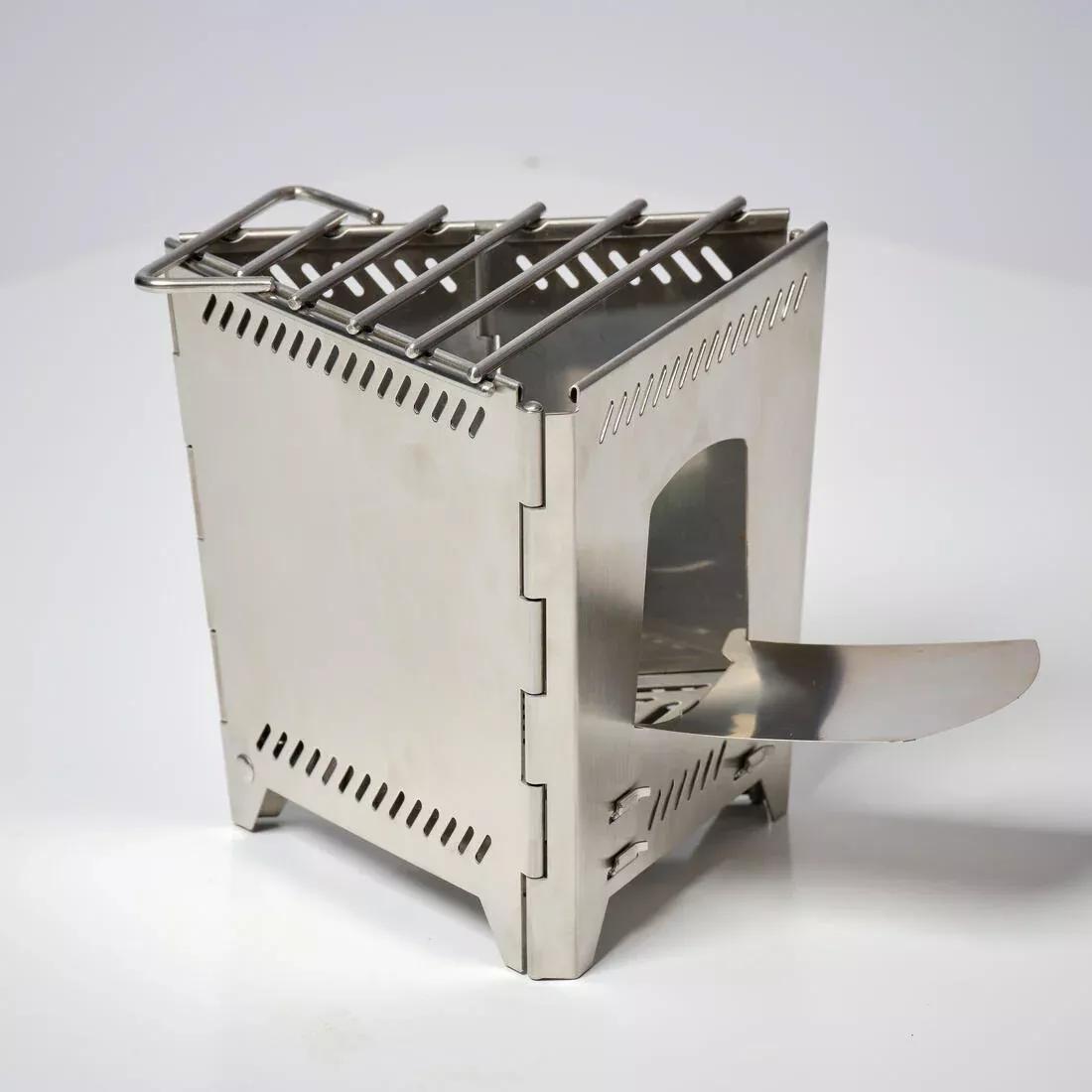 Stainless steel bivouac bushcraft wood-burning camping stove, Steel, No Color, large image number 5