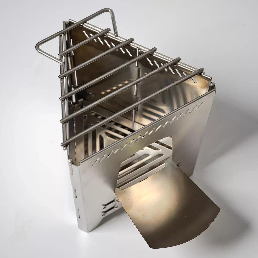 Stainless steel bivouac bushcraft wood-burning camping stove, Steel, No Color, large image number 6