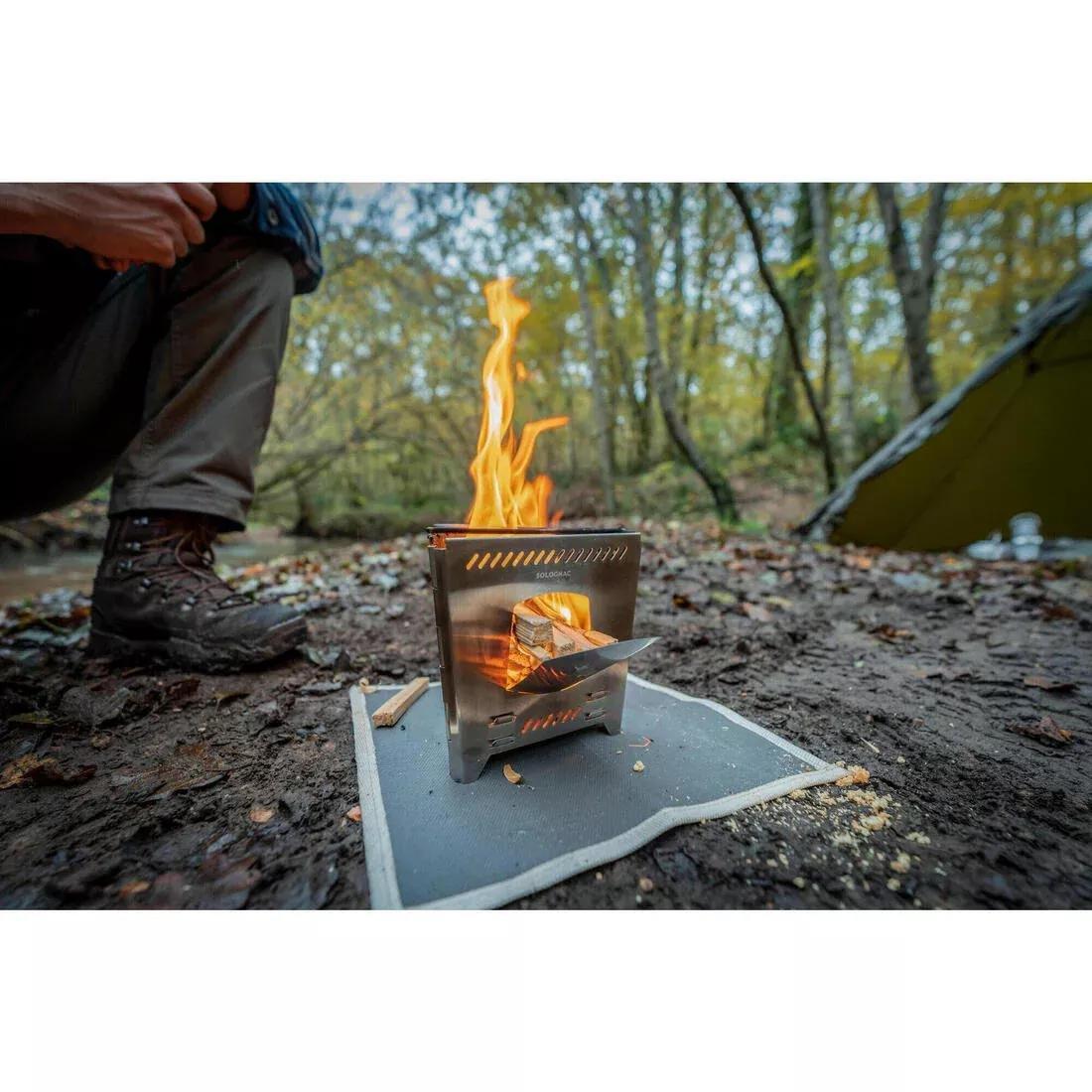Stainless steel bivouac bushcraft wood-burning camping stove, Steel, No Color, large image number 8