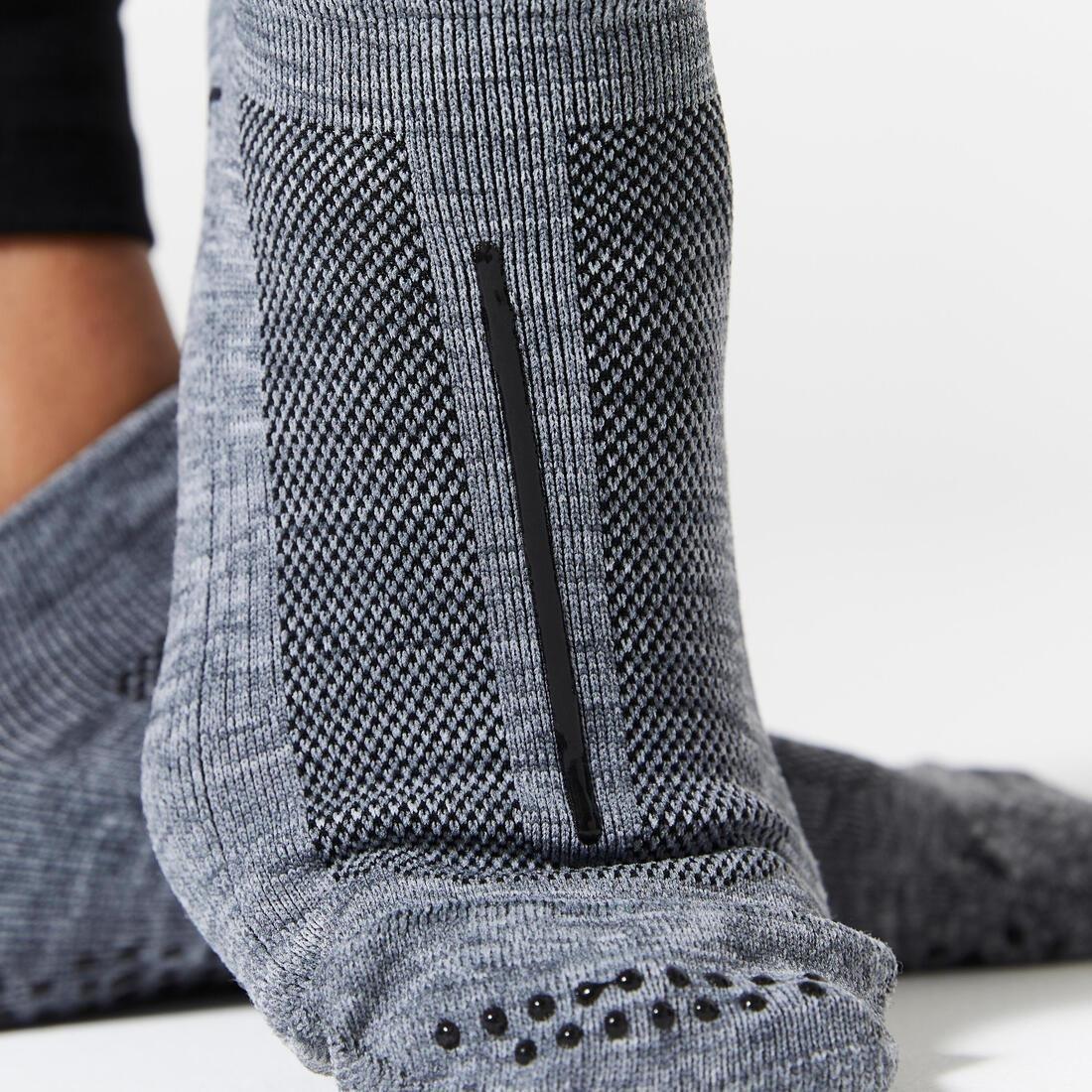 DOMYOS - Non-Slip Fitness Breathable Socks, Grey