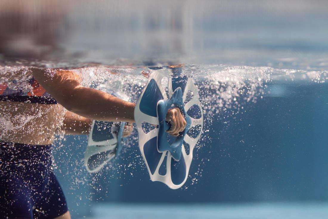 Pair of Aquafit Pullpush Dumbbells Flower L Blue, No Color, large image number 5