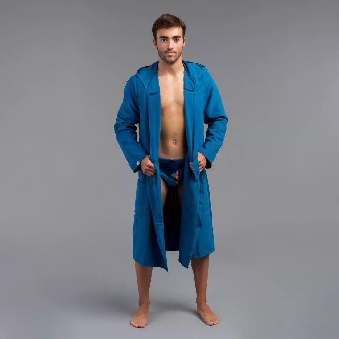 Men Compact Microfibre Pool Bathrobe, Grey, , large image number 1