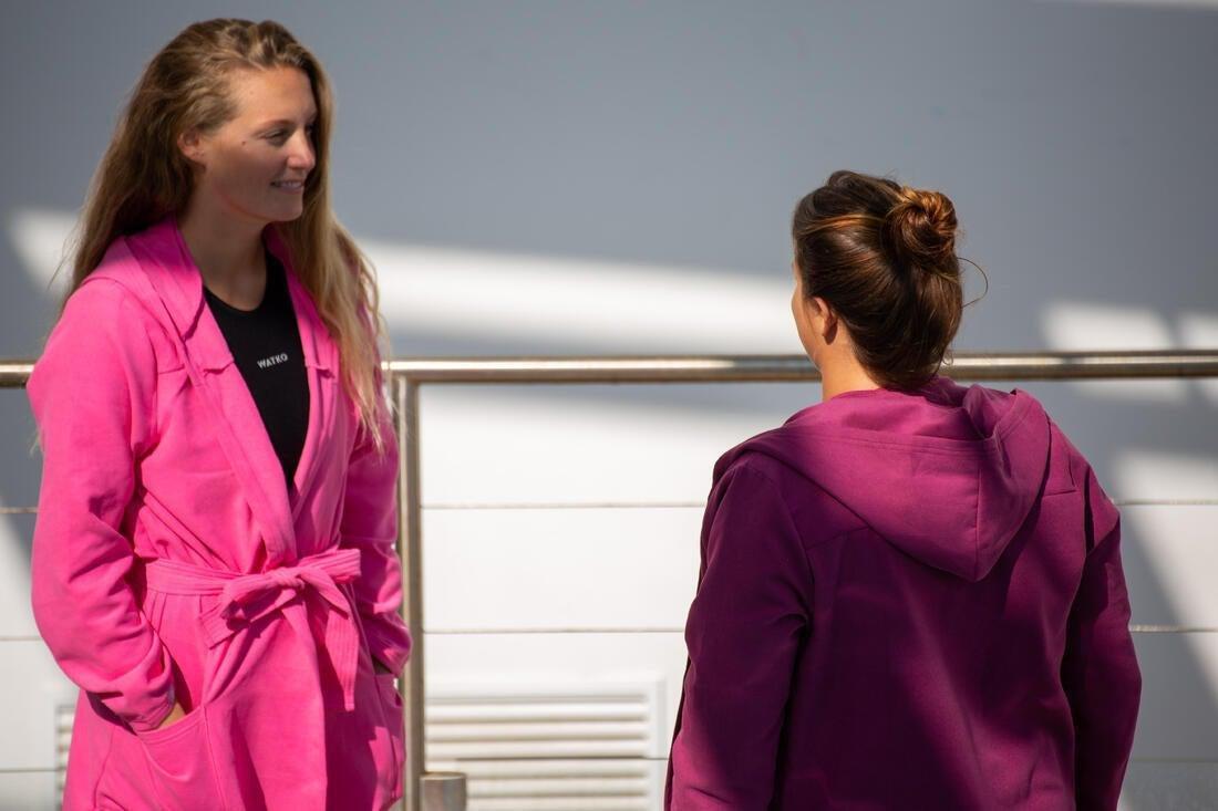 Compact Microfibre Pool Bathrobe With Hood, Magenta, , large image number 6
