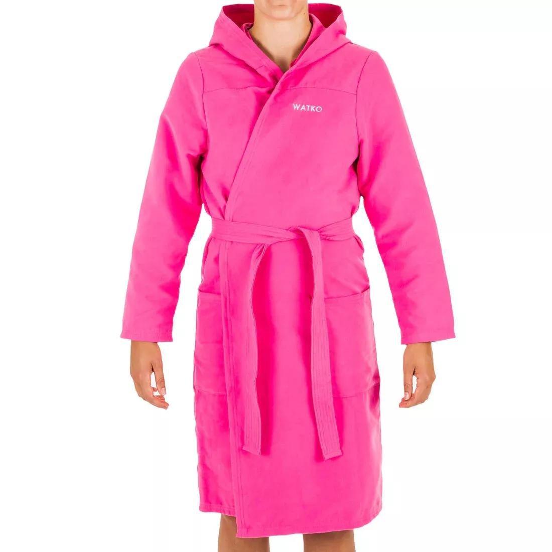 Compact Microfibre Pool Bathrobe With Hood, Magenta, , large image number 12