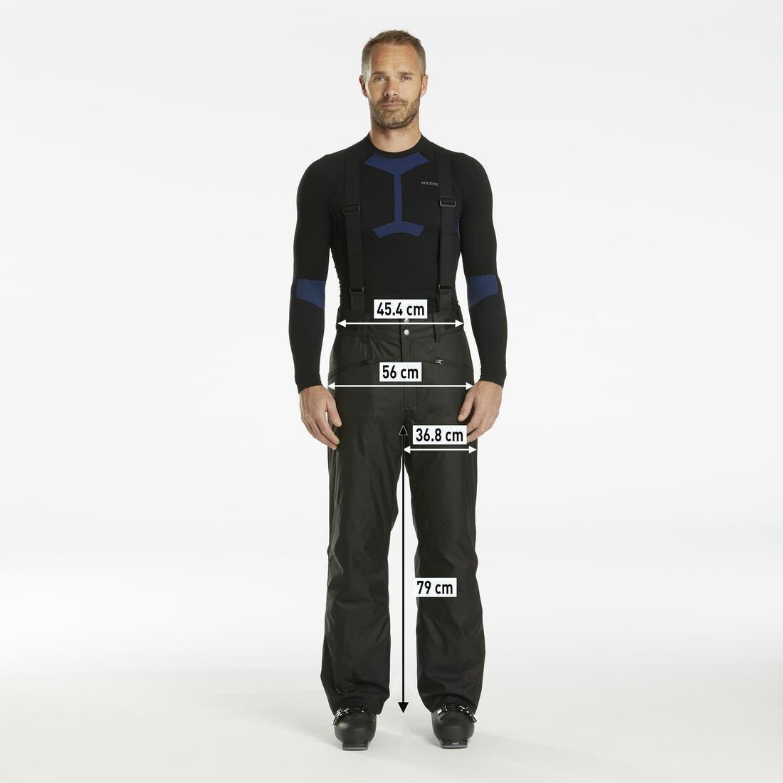 Men Warm Ski Trousers 180, Black, No Color, large image number 1