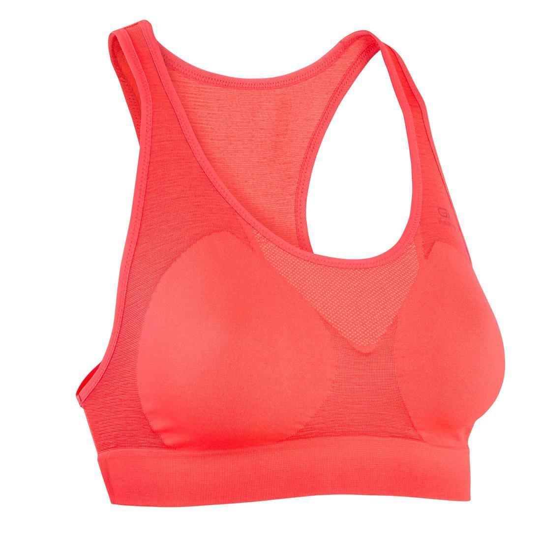 KALENJI - Basic Running Bra Neon, Fluo Coral Pink