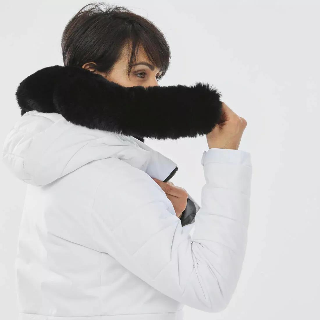Women Mid-Length Warm Ski Jacket - 100, White, No Color, large image number 3