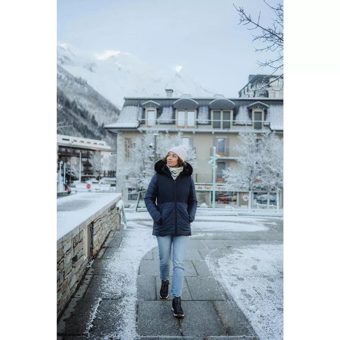 Women Mid-Length Warm Ski Jacket - 100, White, No Color, medium