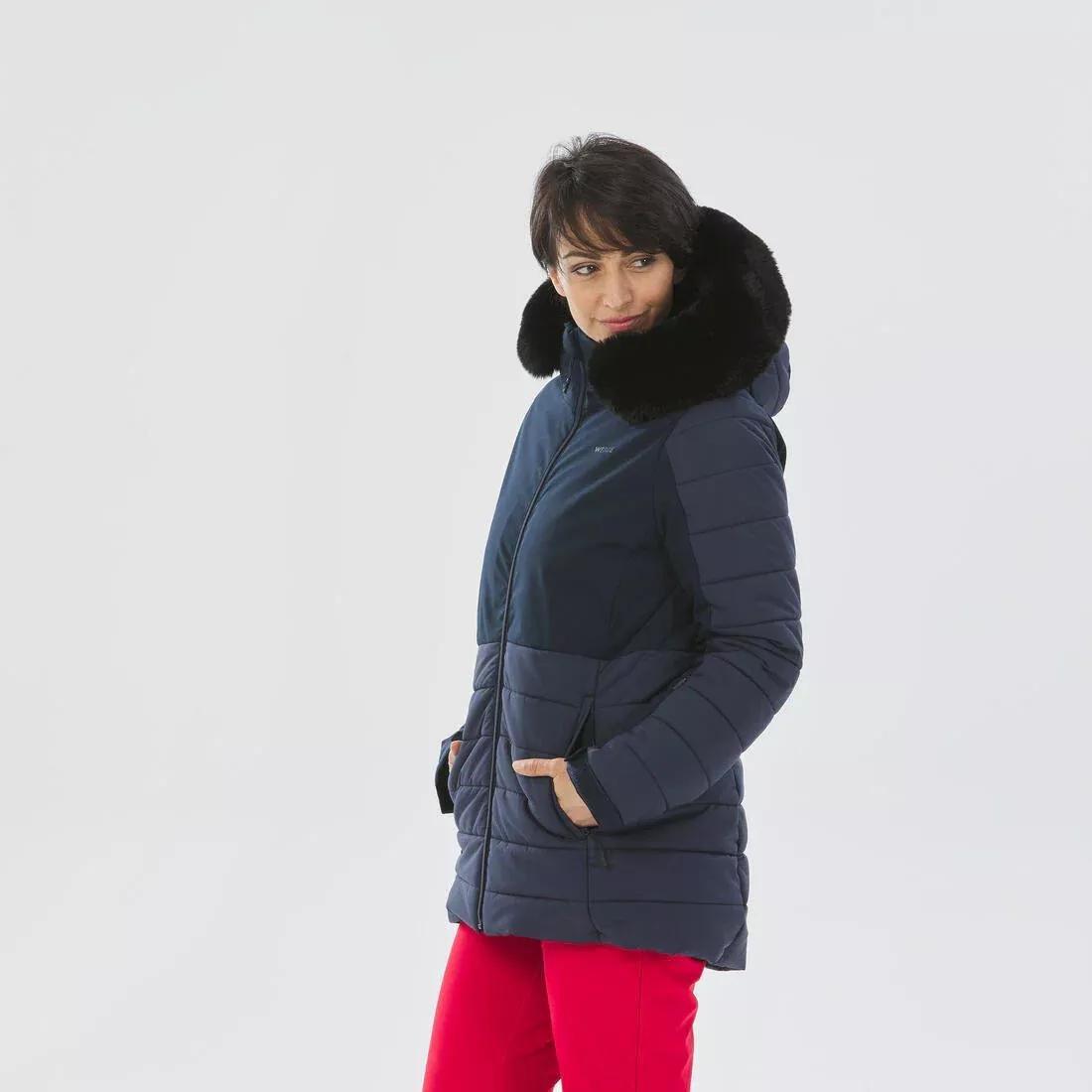 ASPHALT BLUE Women's Mid-Length Warm Ski Jacket 100, , large image number 1