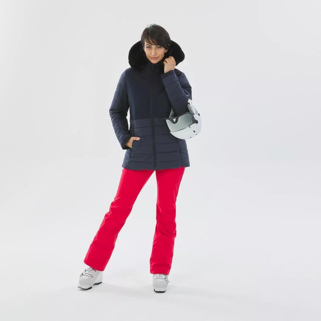 ASPHALT BLUE Women's Mid-Length Warm Ski Jacket 100, , large image number 3