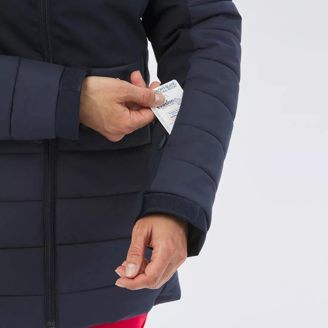ASPHALT BLUE Women's Mid-Length Warm Ski Jacket 100, , large image number 4
