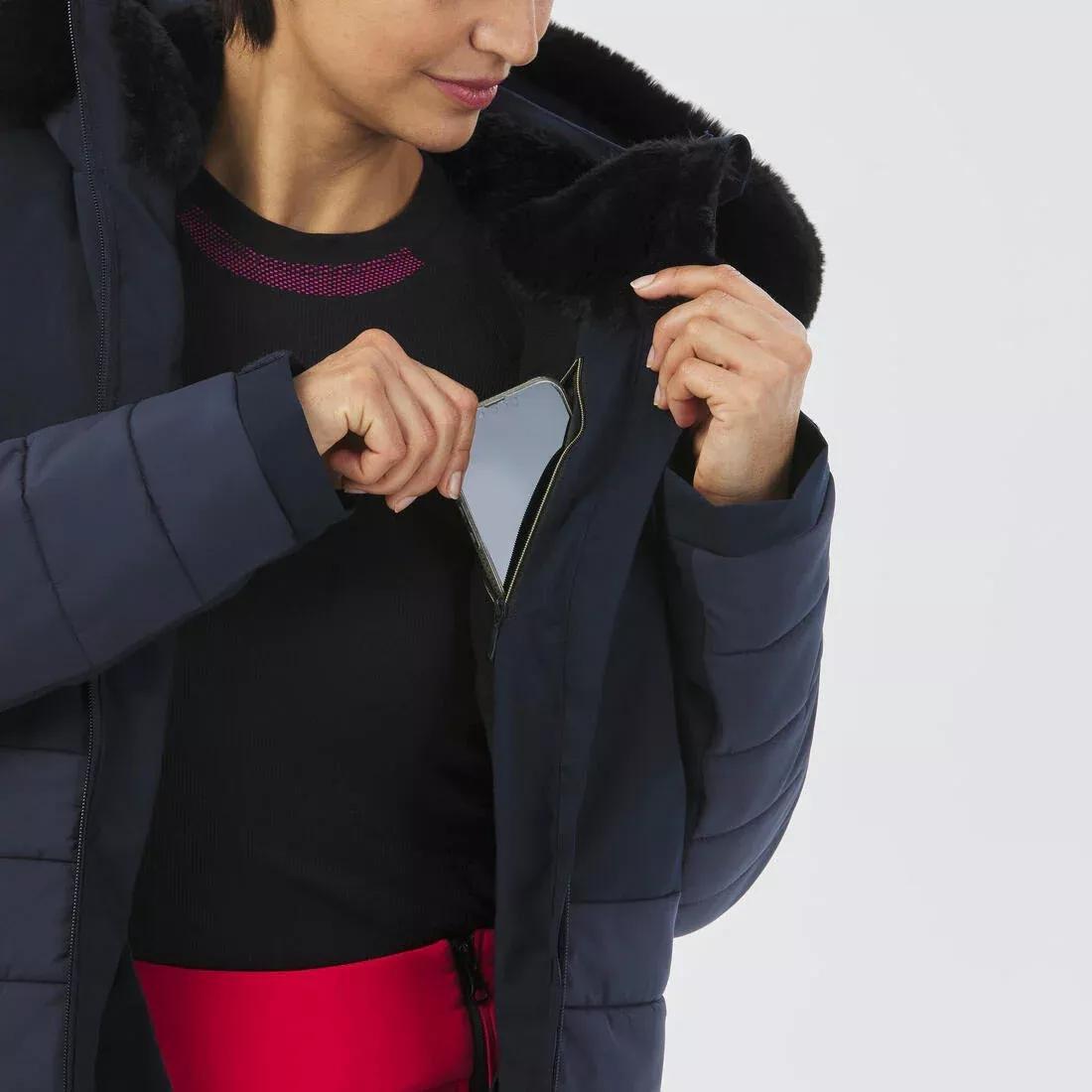 ASPHALT BLUE Women's Mid-Length Warm Ski Jacket 100, , large image number 5