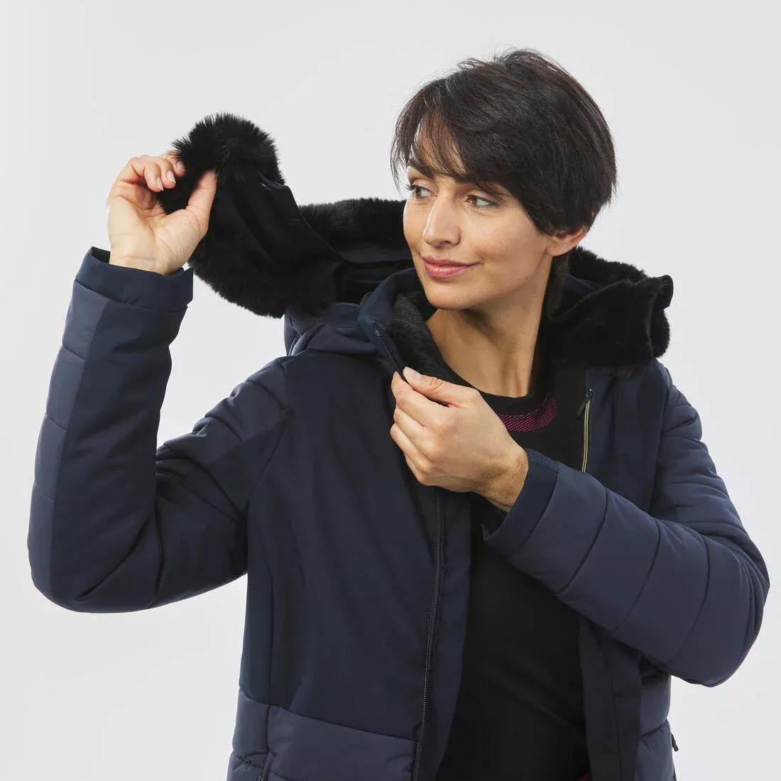 ASPHALT BLUE Women's Mid-Length Warm Ski Jacket 100, , large image number 8