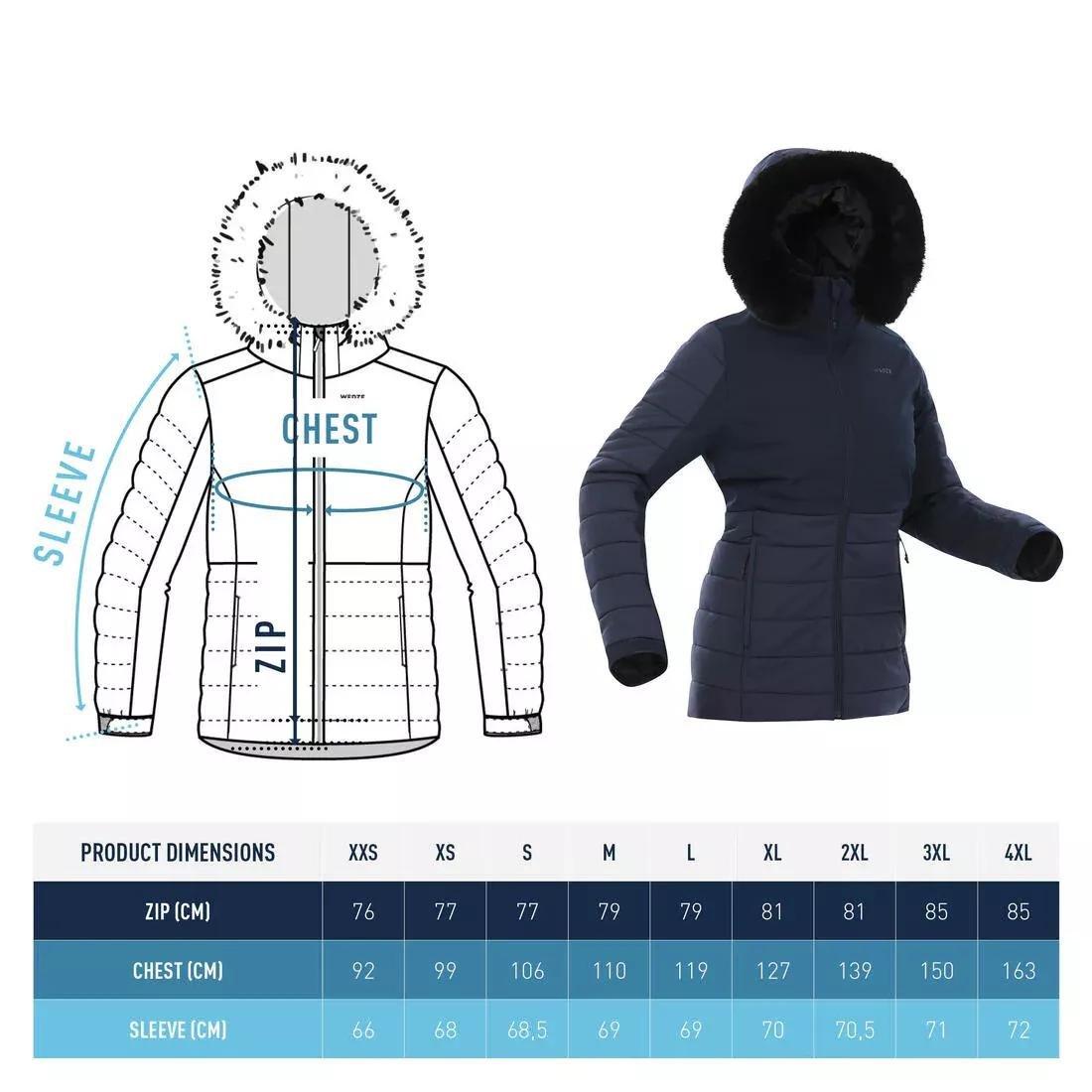ASPHALT BLUE Women's Mid-Length Warm Ski Jacket 100, , large image number 9