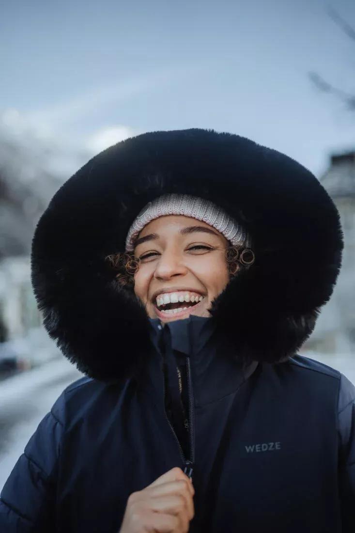 ASPHALT BLUE Women's Mid-Length Warm Ski Jacket 100, 5401_000, medium